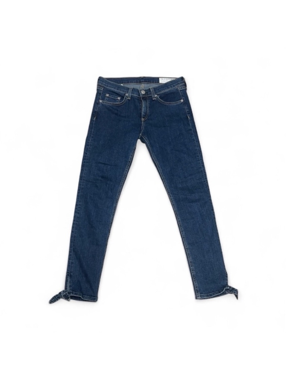 Rag & Bone Stevie Capri Paz Blue Tie Hem Skinny Jeans Size 27 LIKE NEW